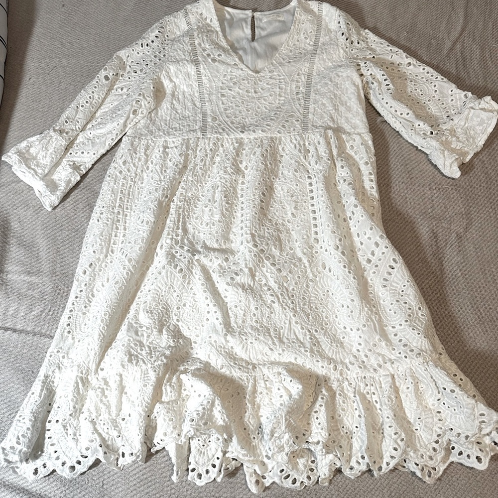 Pink Blush White lace maternity dress